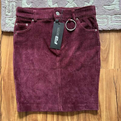 Burgundy corduroy skirt NWT FB Sister stretchy dark red pencil skirt y2k