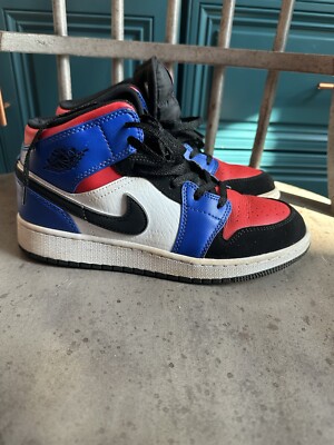Air Jordan Mid Youth Size Black Fire Red Royal Blue White