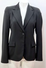 Zanella Blazer Jacket Sz 6 Small S Black Made In Italy Classic Career EUC
