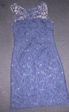 Pre-Owned Navy Blue Sequin Dress/Women's Sz: 8/ Mid-Length