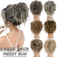 7" Messy Bun Hair Piece Scrunchie Updo Real Thick Hair Extensions as Human Large