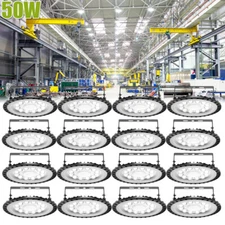 16 Pack 50W Watt LED UFO High-Bay Warehouse Light GYM Industrial Shop Area Lamp