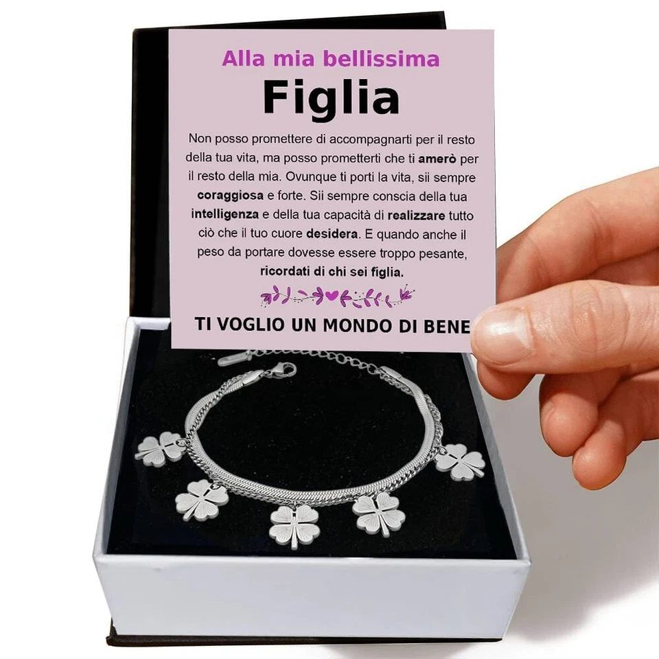 Bracciale Donna A mia Figlia Regalo per lei Natale - Cofanetto con DEDICA incl - Immagine 2 di 4