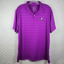 Nike Polo Shirt Mens Large Purple Golfer Logo Lightweight Casual Golf Geometric