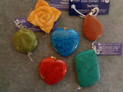 Pendant mix, multi-gemstone, (natural, dyed, imitation, mixed colors), Sold pkg