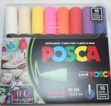 Posca Acrylic Paint Marker Set Water-based 16 Color PC-5M Medium Point BRAND NEW
