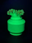 Rare  Vintage Fenton Peach Crest Uranium Glow Ruffle Vase