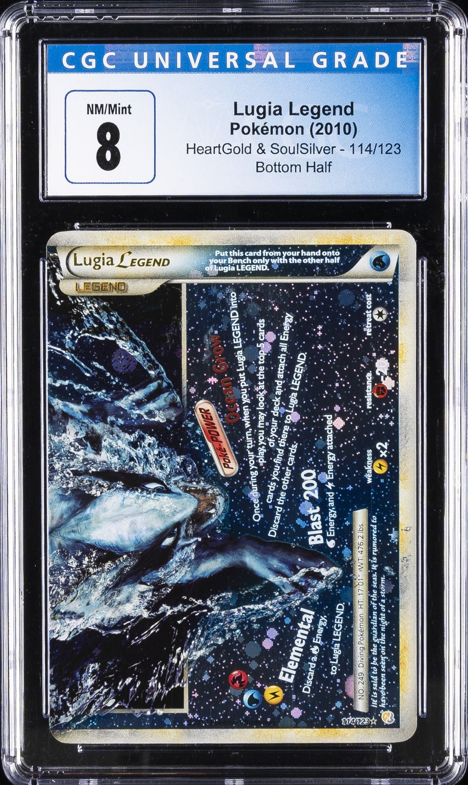 2010 POKEMON HEARTGOLD & SOULSILVER BOTTOM HALF #114/123 LUGIA LEGEND CGC 8