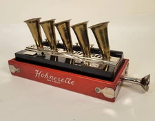 Antique Hohner Hohnerette Model 3B Blow Accordion Harmonica c1920 • Rare 5 Horns