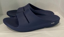 Oofos Recovery Men Sz 14 Womens Sz 16 Slip-On Slides Navy Blue Sandals / Read