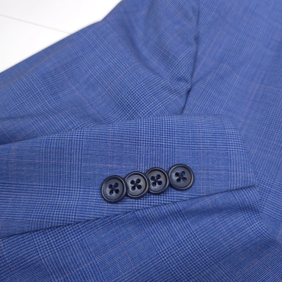 Traje ajustado a cuadros tonal azul claro John Varvatos Star para hombre talla 42R X 30 Foto 4 de 4