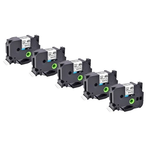 5x Compatible Brother HSe-251 Cartouche 23.6mm gaine thermorétractable blanc