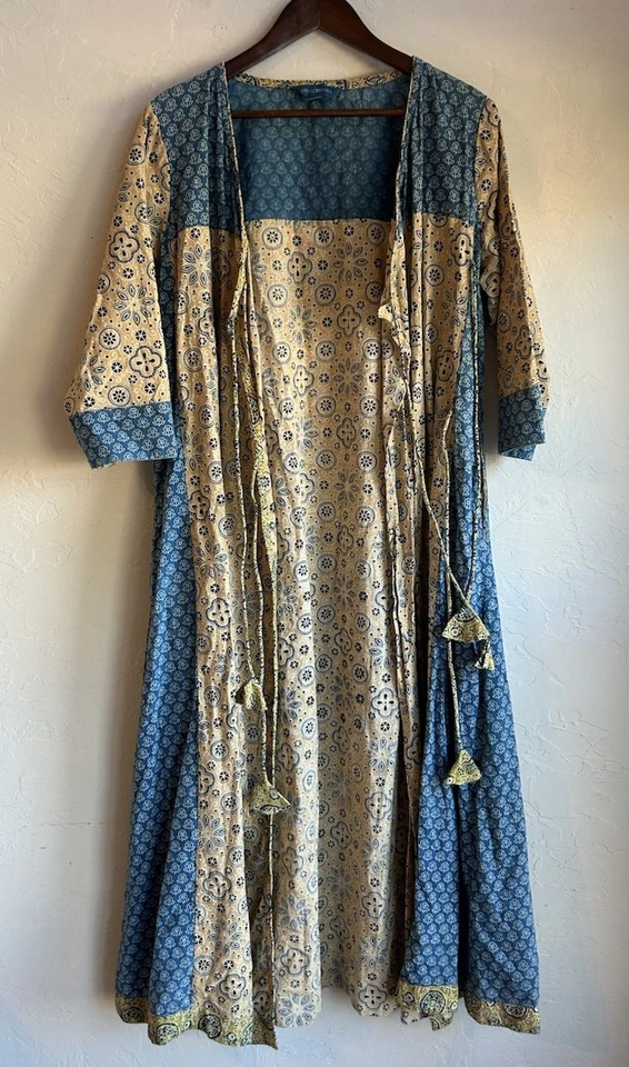 Maxi Vestido April Cornell Corbata Envolvente M Boho Campesino Cottagecore Plumero Kimono Foto 2 de 4