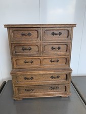 Vintage Large 7 Drawer Wooden Jewelry Chest Heavy Box Red Felt Lined