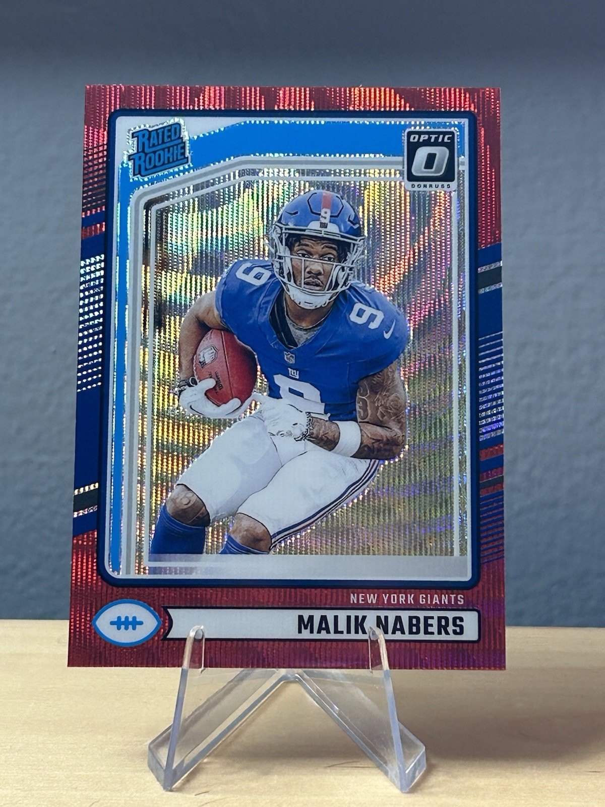 2024 Panini Donruss Rated Rookie Malik Nabers #383 Optic Preview Red Wave Prizm