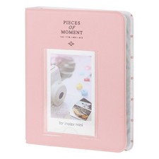 64 Pockets Photos Album, Leather Cover 2 x 3 Small Photo Album, Pink 