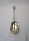 Ball By Gorham Sterling Silver Berry Serving Spoon 9.5” Gold Washed Bowl