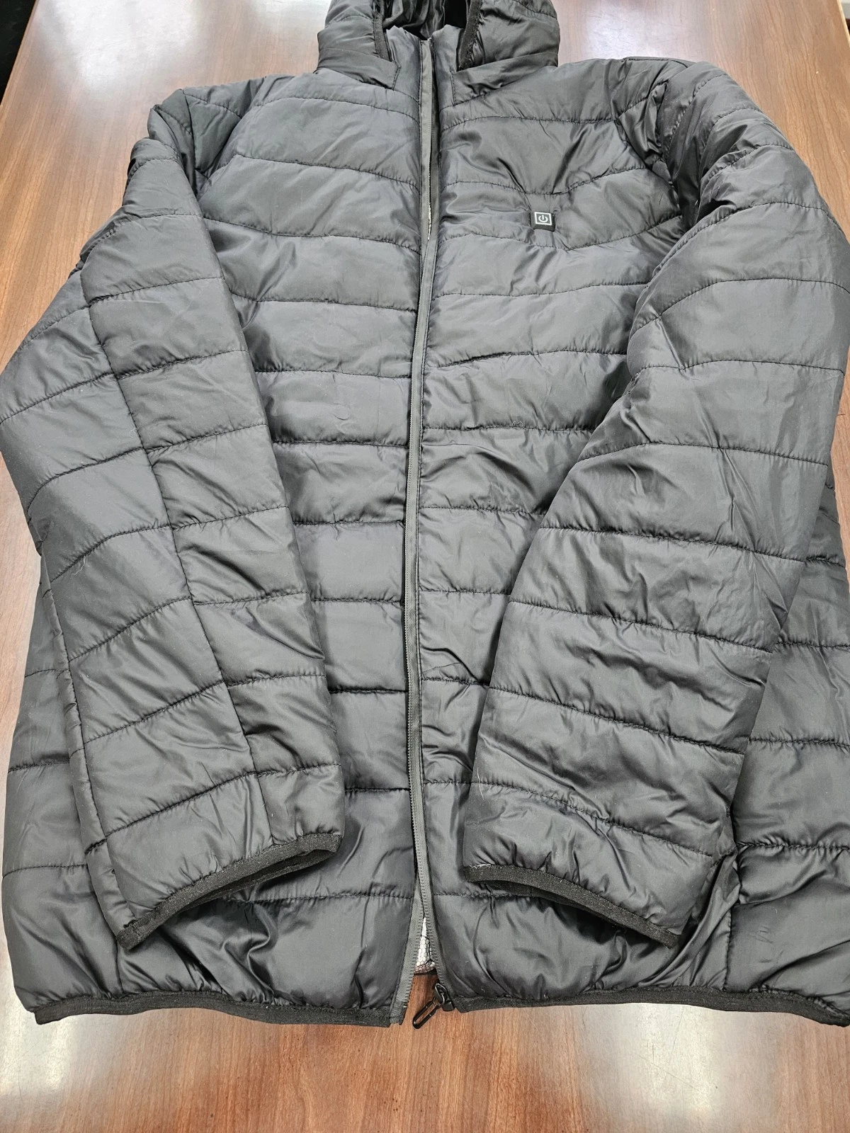 Men's Heated Jacket 2XL Puffer Hooded USB Electric Coat Rechargeable Winter