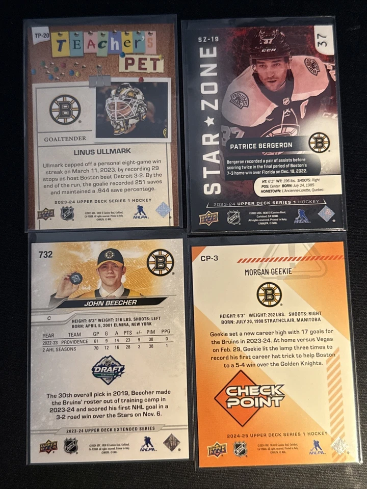 2023-25 Lot Ullmark, Bergeron, Geekie, Beecher - Image 2 of 4