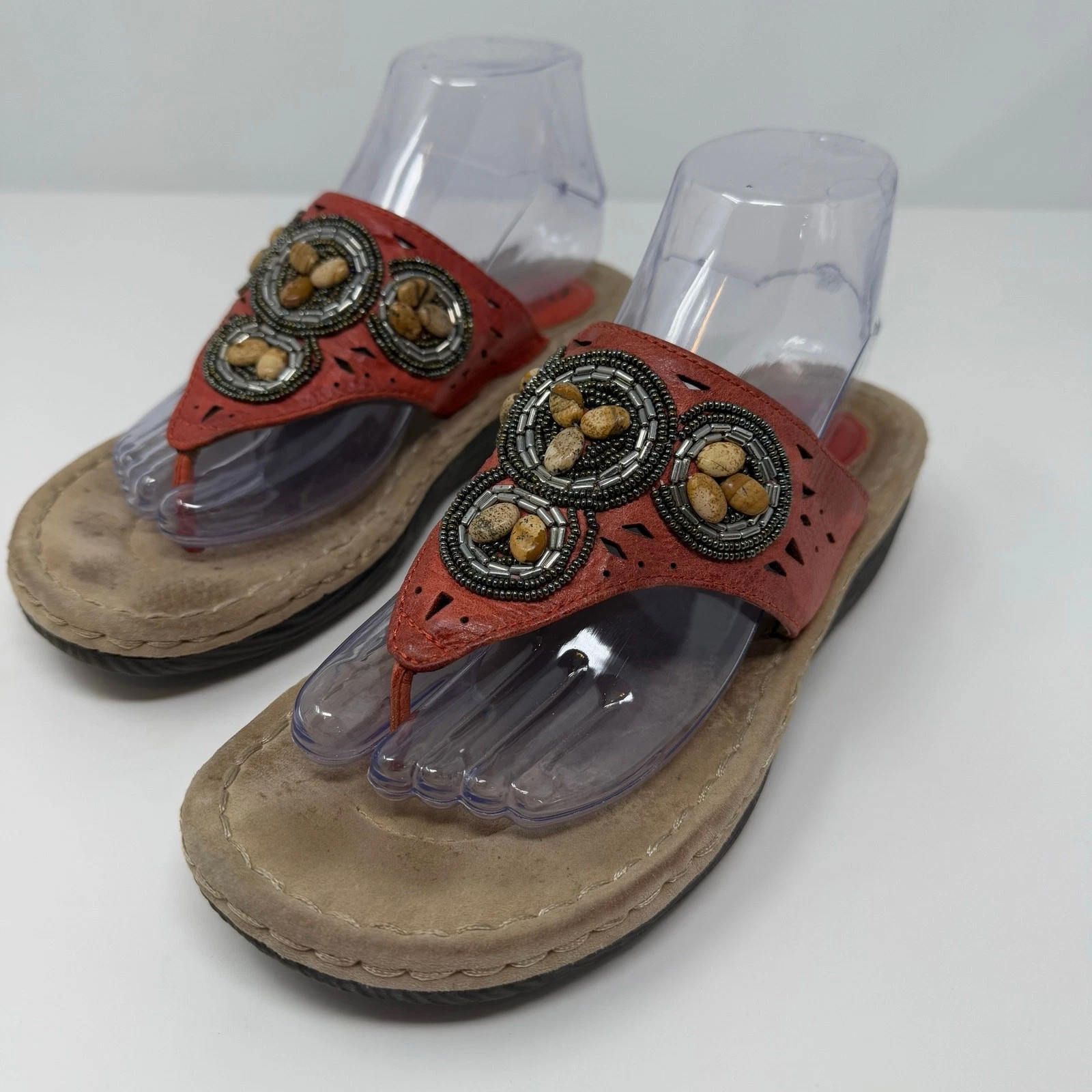 Sandali Clarks Artisan donna 8M infradito infradito infradito pelle pietre perline