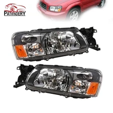Black Left+Right For Subaru Forester 2003-2004 Headlights Headlamps Aftermarket