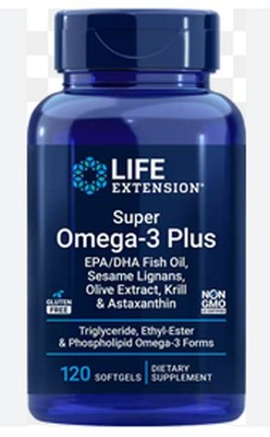 SUPER OMEGA-3 PLUS EPA/DHA FISH OIL  Olive Extract KRILL 120 Sgel LIFE EXTENSION