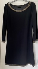 Elie Tahari Black Embellished Dress Small 8 Beaded Cocktail Party A-line