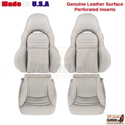 1997-2004 For Chevy Corvette Genuine Leather Perf Front Replacement Covers Shale