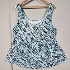 Swimsuits For All Blue Black Abstract Chevron Tankini Top Size 24 Swim Beach