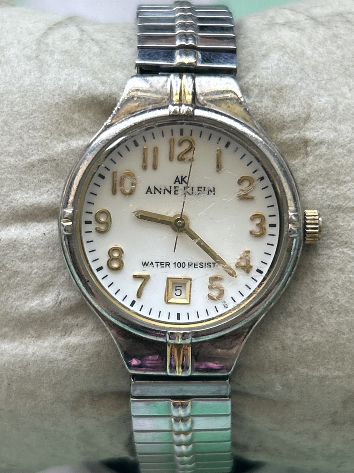 Anne Klein Silver Tone Women’s Stretch Band Quartz Watch
