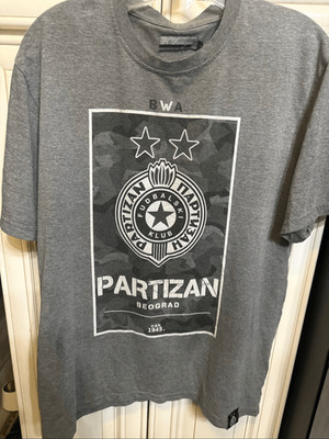 FC Partizan Beograd Men's BWA 1945 Football Club Short Sleeve T-Shirt Gray Large