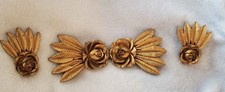 Vintage Gold Rose Buckle w/ Matching Dress Clips 1930s 40s