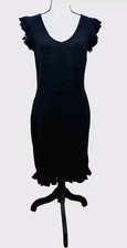 St. John Collection Marie Gray Knit Dress Black /White Trim Size 6 Vintage