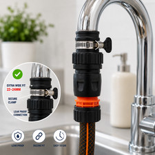 Extra Wide Rubber Kitchen Mixer Tap Adaptor Matching Hose Connector 22mm–24mm