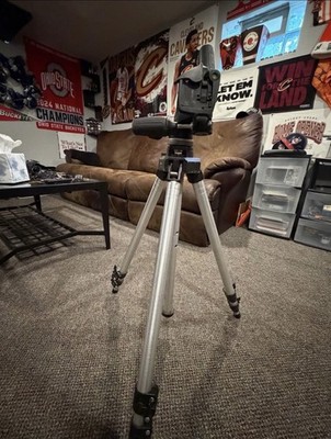 Bogen Aluminum Camera Tripod w/ Pan/Tilt Head, Bubble Level, Adjustable Legs