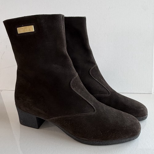 Salvatore Ferragamo Chocolate Brown Suede Heeled Ankle Boots Size 8.5 B Women