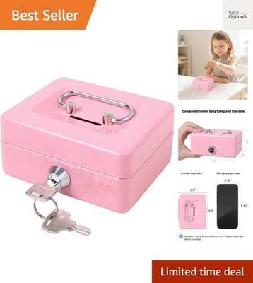 Small Cash Box with Lock and Slot, Metal Coin Piggy Bank for Adults and Kids,...