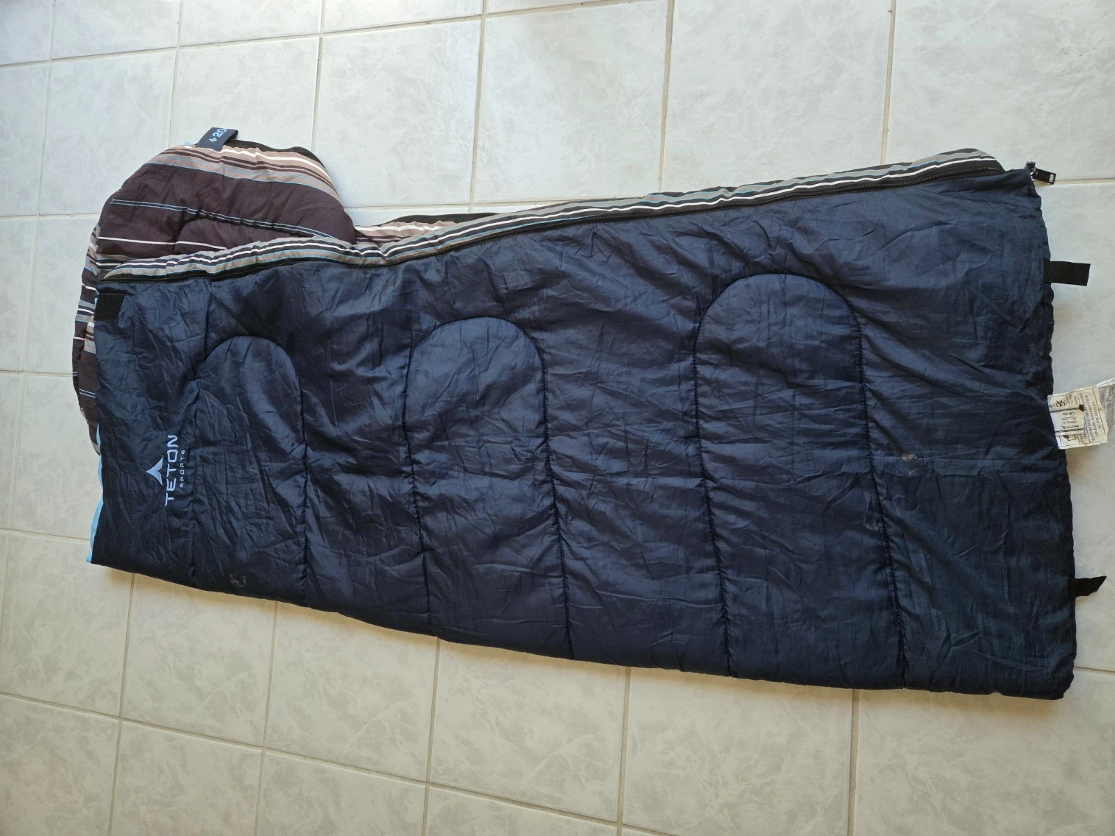 Teton Jr Sleeping Bag Brown/Blue 20F - Great Condition - Great for Kids!