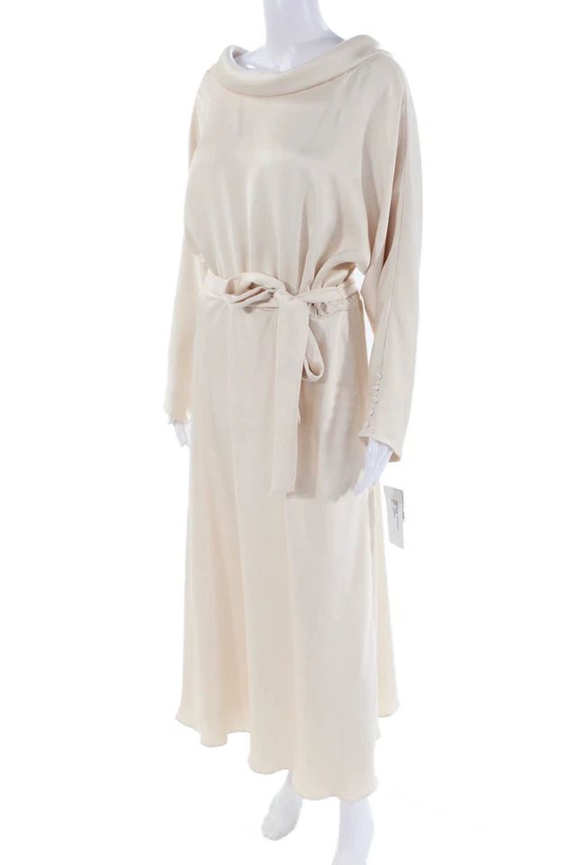 Vestido midi forrado manga larga texturizado Teri Jon para mujer talla champán Foto 2 de 4