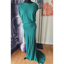 CROP by David Peck Calpurnia Gown Malachite Green V-Back Maxi Dress  Size L NWT