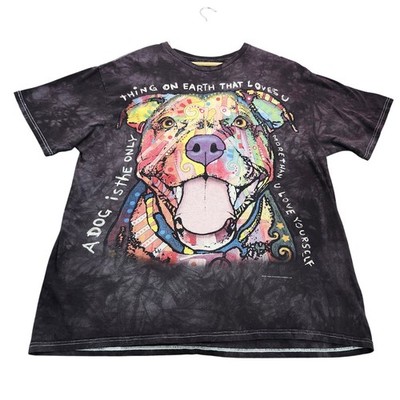 The Mountain Dean Russo Pit Bull Dog Graphic Tie Dye T-Shirt Mens XL Black 11895