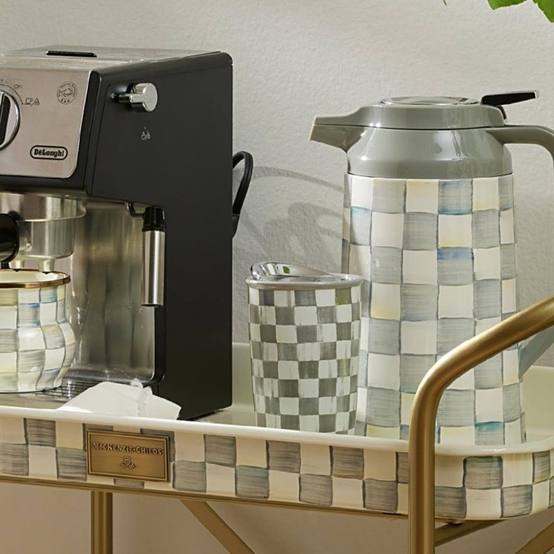 Brand New Mackenzie-Childs Sterling Check Coffee Carafe