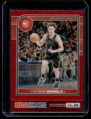 Dyson Daniels RC auto /25シリ 2024-25 Hoops Red Prizms Premium Dyson Daniels 69/99 Atlanta Hawks
