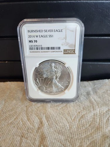 2014 W Burnished Silver Eagle NGC MS 70 Brown Label