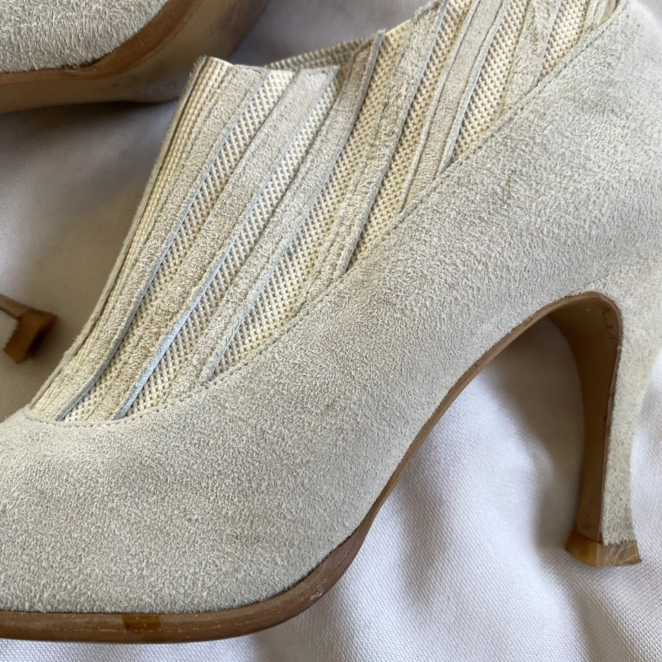 Botas Botines Vintage Y2K Gamuza Hueso Nueve Oeste España Cuero Nubuck Talla 5.5 B Foto 2 de 4