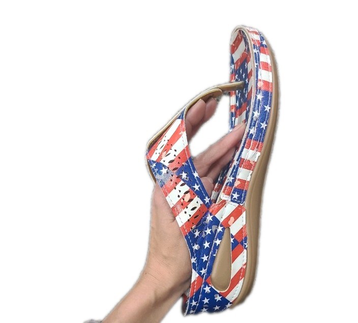 Montana West Wedge Flip Flops Size 9 American Flag Rhinestone