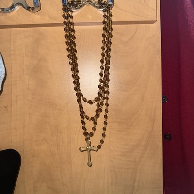Virgin Saints And Angels Multitiered Cross Necklace. Garnet. | eBay