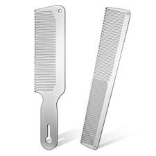 Patelai 2 Pcs Stainless Steel Comb for Men, Metal Fine Tooth Small, Silver