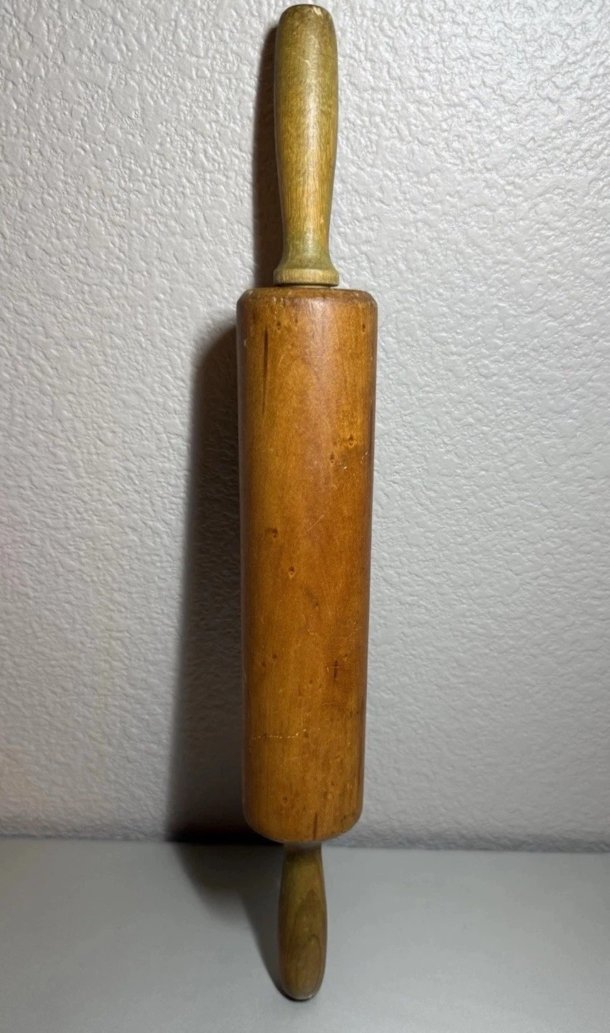 Primitive Antique Rolling Pin 18 In Wooden Rustic