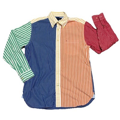 Tommy Hilfiger 80's Two Ply Men's Medium Multicolored Striped Shirt Color Block
